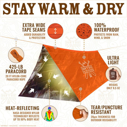 - Emergency Tent - Made with Extra-Thick Space Blanket Thermal Mylar - Survival Shelter Tube Tent - One of the 10 Essentials for Hiking, Camping, First Aid Kits